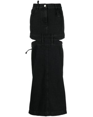 The Attico Midi Skirt With Maxi Cut-Out - Black
