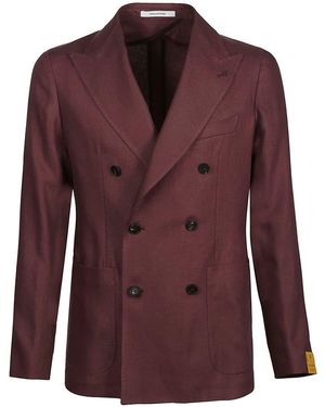 Tagliatore Linen Unstructured Blazer Jacket - Purple