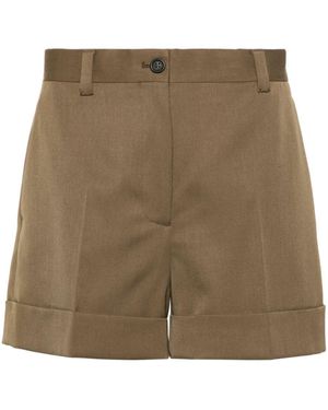 Miu Miu Logo-Patch Wide-Leg Tailored Shorts - Brown