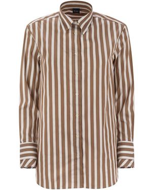 Fay Regular Striped Stretch Cotton Shirt - Brown