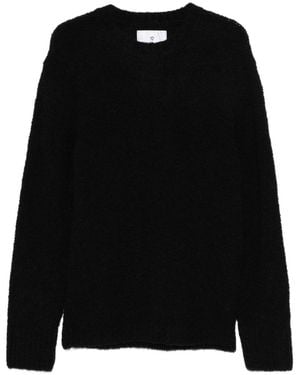 Seven Gauge Black Crewneck Jumper In Wool