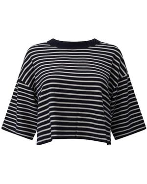 Weekend by Maxmara Striped Cropped T-Shirt - Black