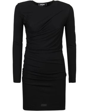 DSquared² Ruched Viscose Mini Dress - Black