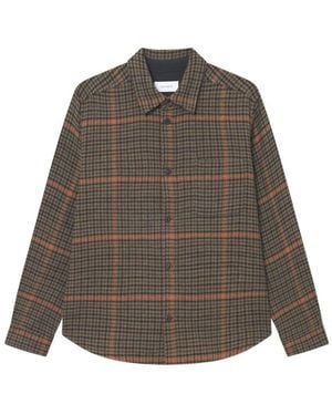 Les Deux "Kody Houndstooth" Overshirt - Gray