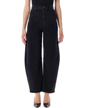 Self-Portrait Barrel Leg Jeans - Black