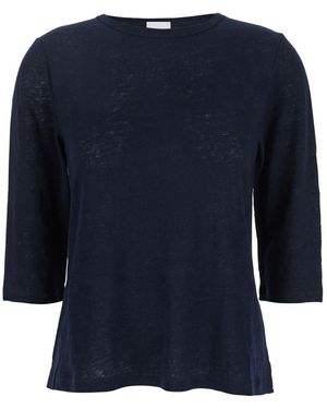 Allude T-Shirt With Boat Neckline And Long Sleeves - Blue