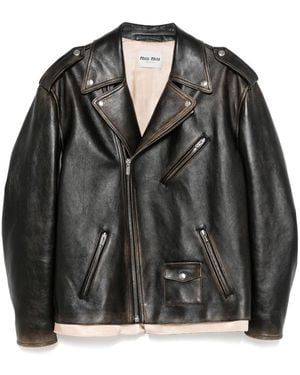 Miu Miu Leather Jacket - Black