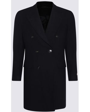 Canali Dark Coat Wool in Blue for Men Lyst