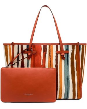 Gianni Chiarini Marcella Canvas And Leather Shopping Bag - Red