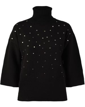 Anneclaire Virgin Wool Cashmere Blend Turtleneck Sweater - Black