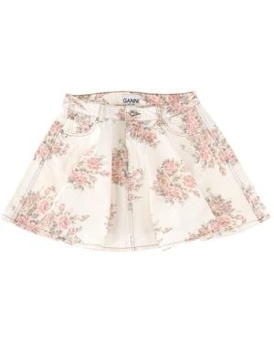 Ganni Denim Miniskirt - Natural