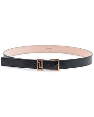 Versace Belt With Geometric Buckle - White