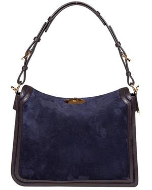 Lanvin Asymmetrical Compagnon Suede Bag - Blue