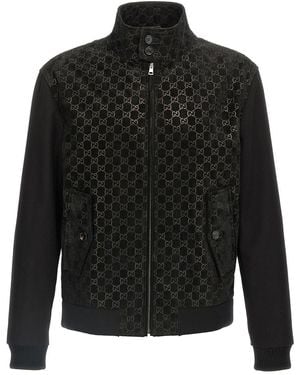 Gucci Gg Suede Bomber Jacket - Black