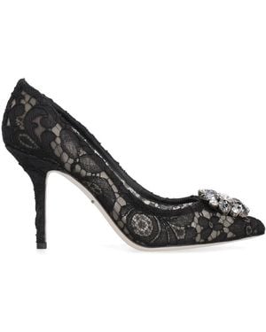 Dolce & Gabbana Bellucci Lace Court Shoes - Black