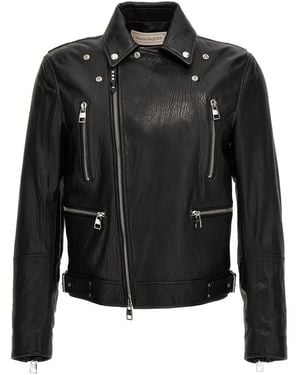 Alexander McQueen Texture Leather Jacket - Black