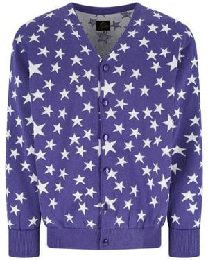 Needles V-Neck Cardigan With Stars - Blue