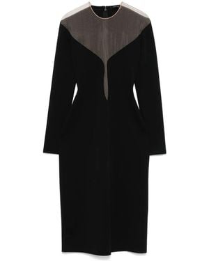 Mugler Deep Neck Fit Midi Dress - Black