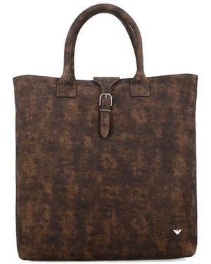 Emporio Armani Leather Tote Bag - Brown