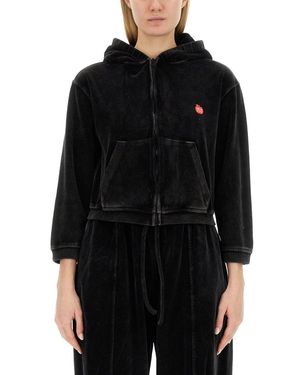 T By Alexander Wang Velour Sweatshirt - Black