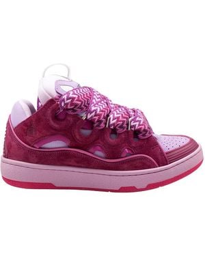 Lanvin Leather, Fabric, And Suede Trainers - Purple