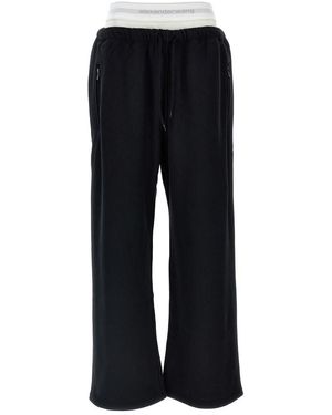 T By Alexander Wang 'Wide Leg W/ Logo Elastic Exposed Brief' Sweatpants - Black