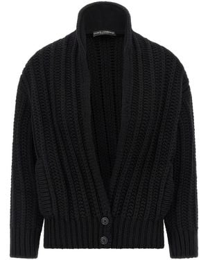 Dolce & Gabbana Coarse Wool Cardigan - Black