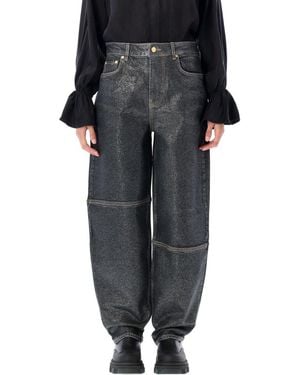 Ganni Shimmery Foil Stary Jeans - Black
