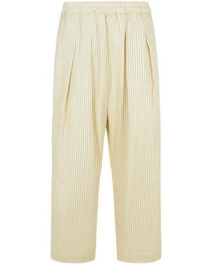 Maison Margiela Ivory Cotton Blend Trousers - Natural