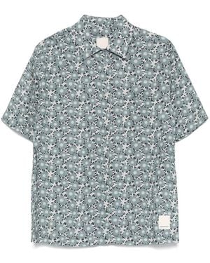 Emporio Armani Printed Linen Blend Shirt - Blue