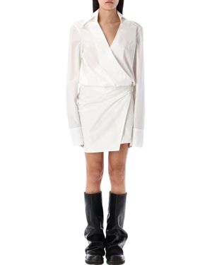 The Attico Striped Mini Shirt Dress - White
