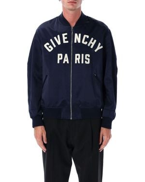 Givenchy Cotton Satin Zipped Blouson - Blue