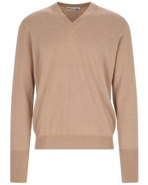 Ballantyne V Neck Pullover - Natural