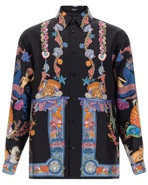 Versace Coral Theater Silk Shirt - Blue