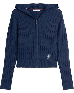 Tommy Hilfiger Co Cable Mid Gg Ls Zip Hoody - Blue