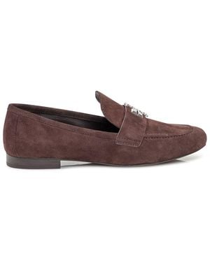 Tory Burch Suede Loafers With Logo - Brown