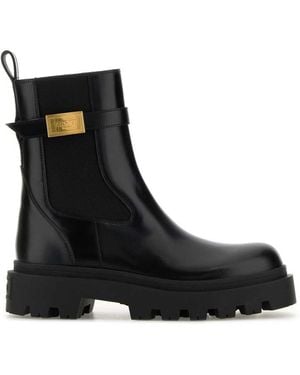 Versace Leather Alba Ankle Boots - Black