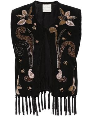 Forte Forte "Frangipane Gardens" Embroidery Twill Waistcoat - Black