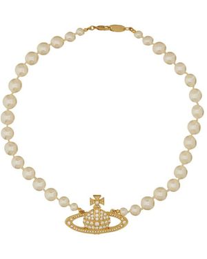 Vivienne Westwood Pearl Choker With Orb Bas-Relief - Metallic