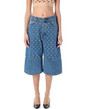 Marine Serre Moon Laser Demin Bermudas - Blue