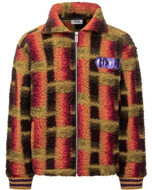 Gcds Plaid Sherpa Jacket - Orange