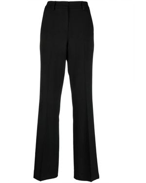 P.A.R.O.S.H. Virgin Wool Blend Tailored Flared Trousers - Black