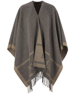 Max Mara Hildestd - Jacquard Wool Poncho - Grey