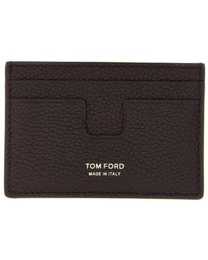 Tom Ford Bordeaux Card Holder With Embossed Logo Lettering On The Front - Black