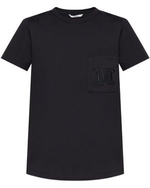 Max Mara Cotton T-Shirt With Logo - Black