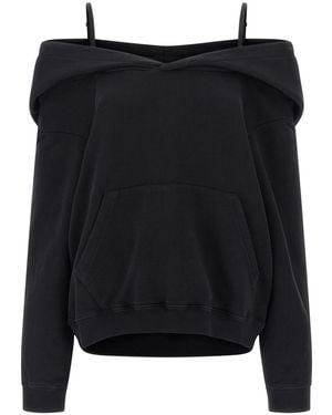 MM6 by Maison Martin Margiela Off-Shoulder Hoodie - Black