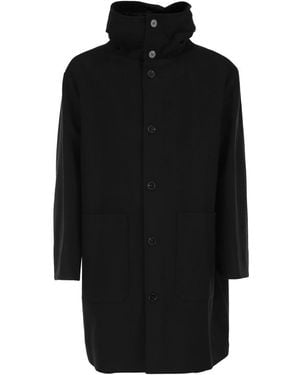 Paltò Wool Coat With Hood - Black