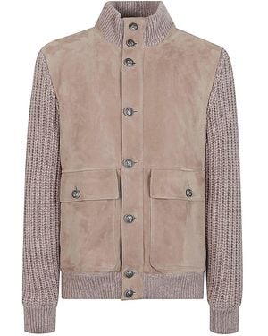 Brunello Cucinelli Leather Bomber Jacket - Brown