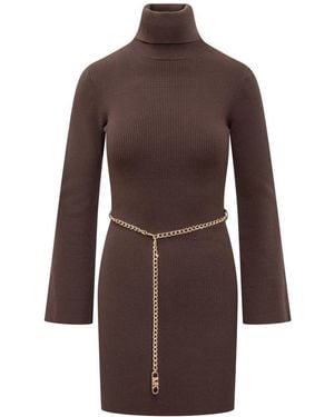 Michael Kors Knit Dress With Jewelled Belt - Brown