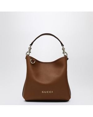 Gucci Mini Gg Emblem Bucket Bag - Brown